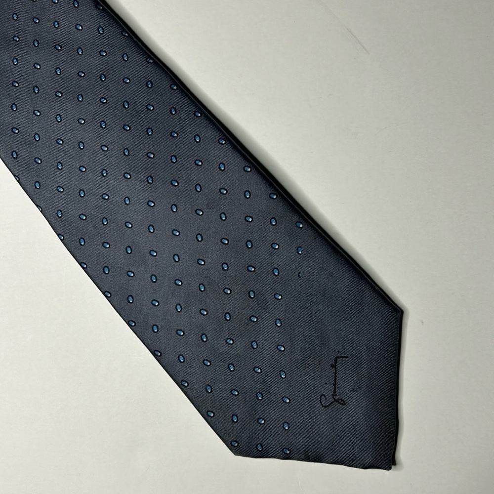 GIVENCHY Gentlemen Paris Silk Neck Tie Gray Blue Luxury Simple Minimal Italy